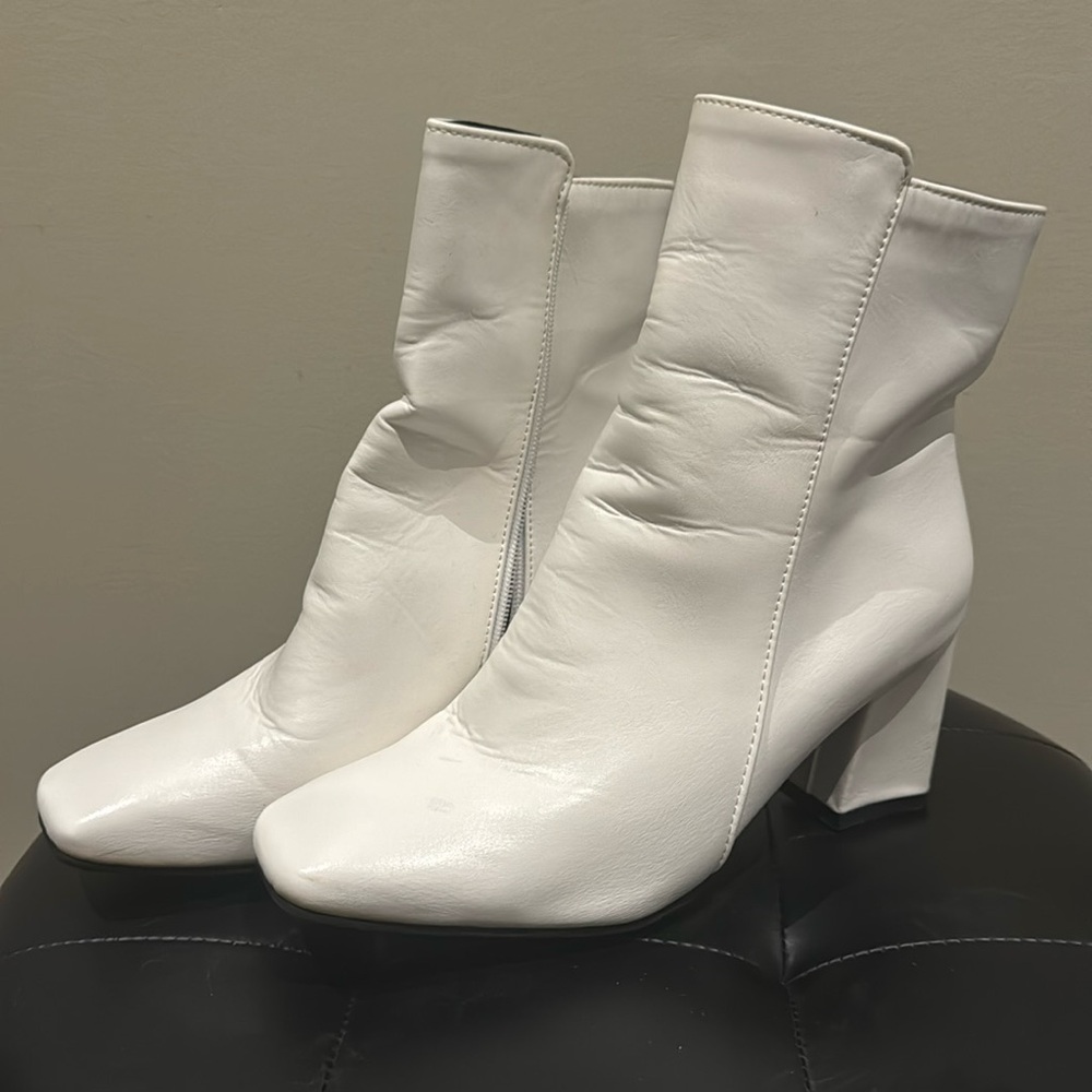 White Mid Calf GoGo Boots
